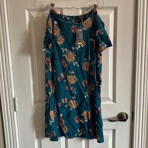 Forever 21 printed T dress teal colour